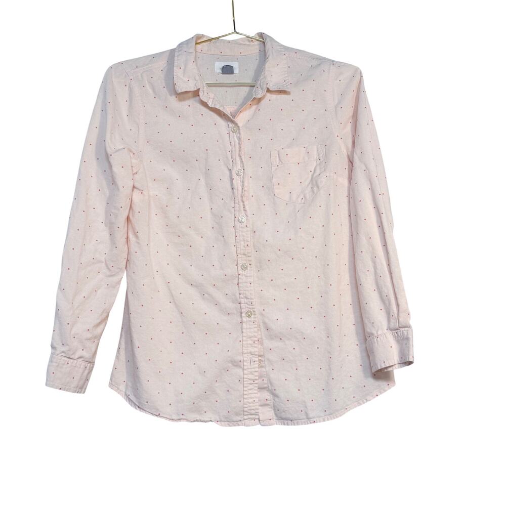 Old Navy Button Up pink with red dots size Medium